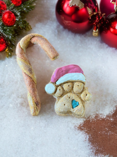 Santa Hat Paw with Candy Cane or Sticks